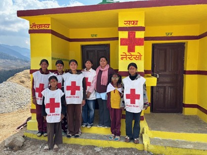 Figure 1: Gender friendly toilets for a school with the Red cross Youth cycle